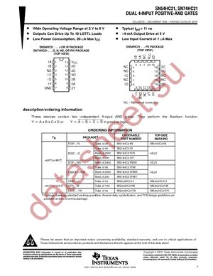 SN74HC21DE4 datasheet  